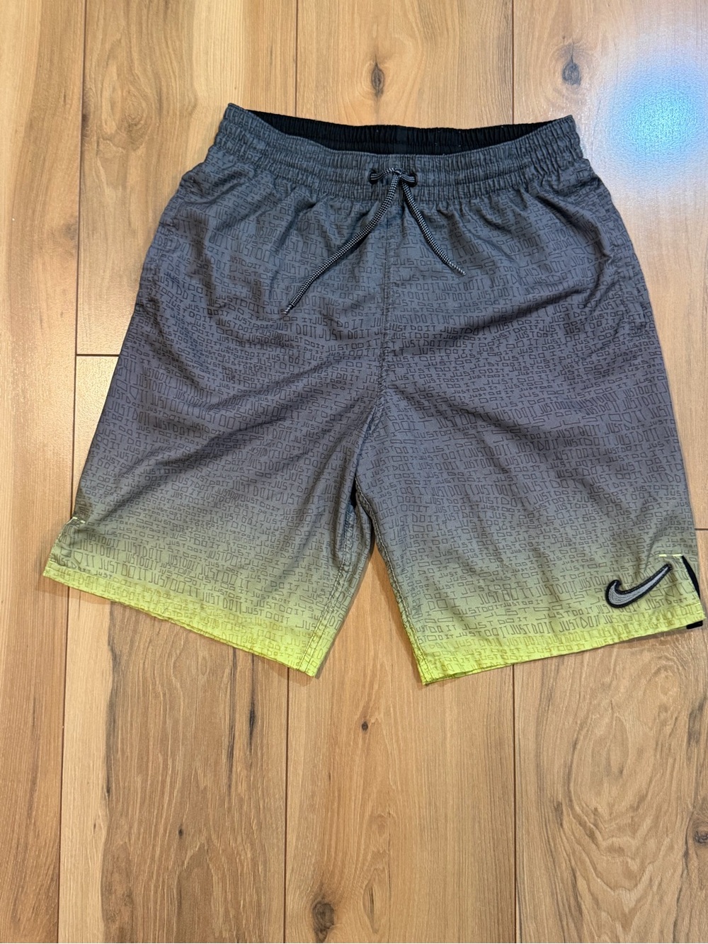 Nike Men’s Gray to Neon Yellow Gradient Swim Shorts